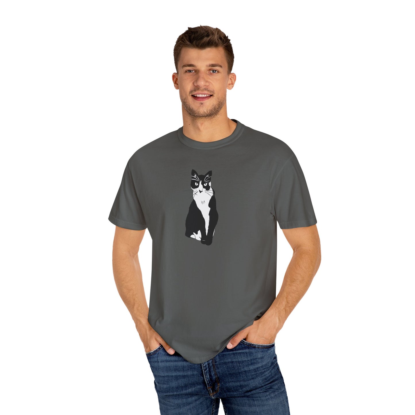 Cat Tee (B&W Style Cat) - Cat Drawing Shirt