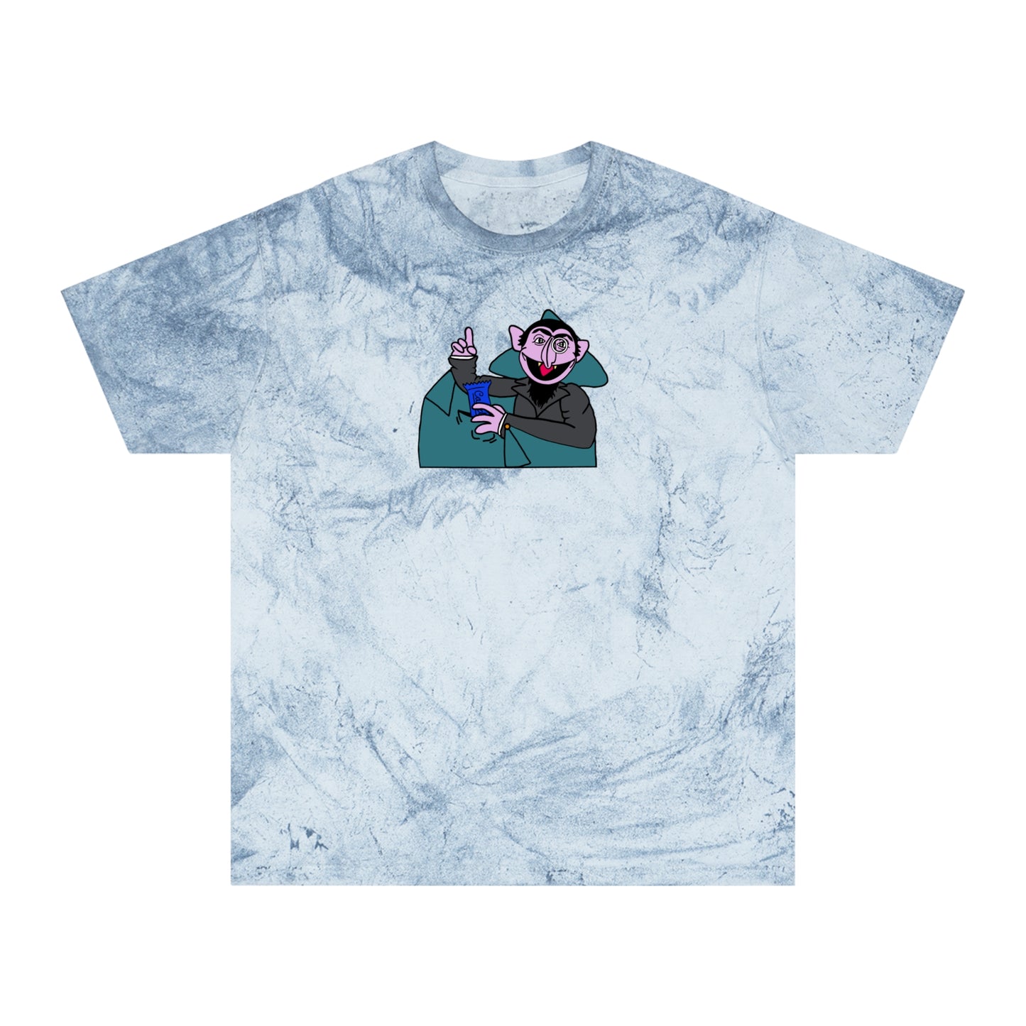 The Count Stealing Candy Color Blast Tee - Sesame Street The Count Parody Shirt