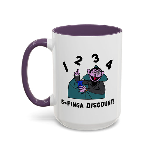Five Finger Discount Accent Coffee Mug - Sesame Street The Count Parody Coffee Mug