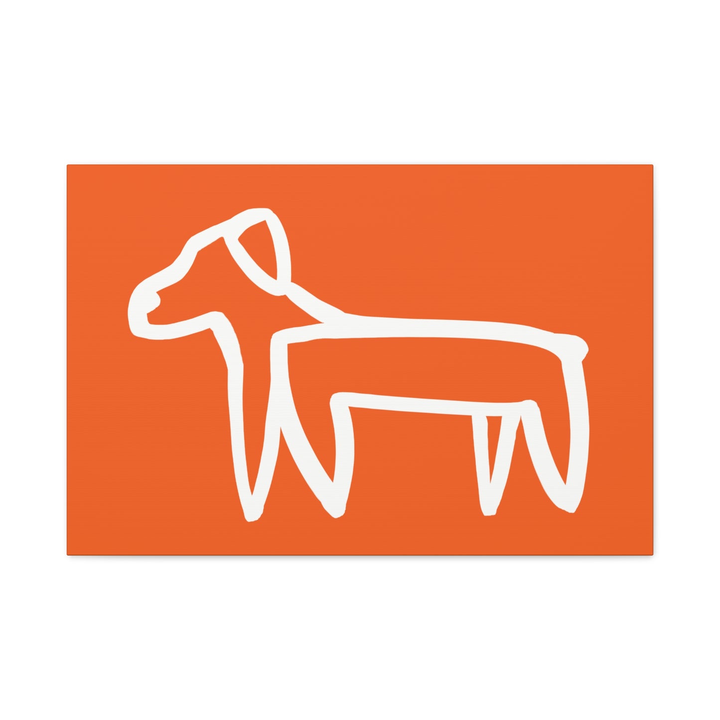 Dog Canvas Print on Orange (Transparent Style White Dog) - Dog Art Print