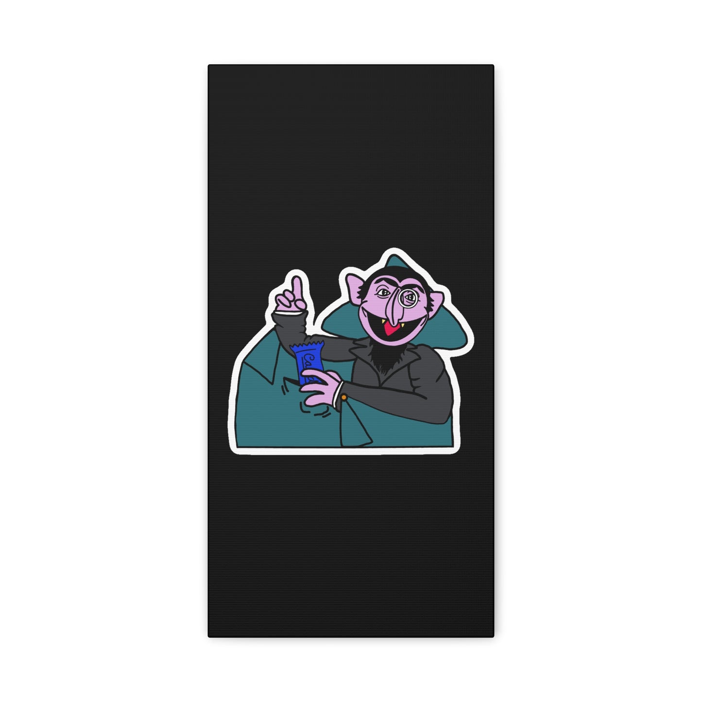 The Count Stealing Candy Canvas Print Black - Sesame Street The Count Parody Art