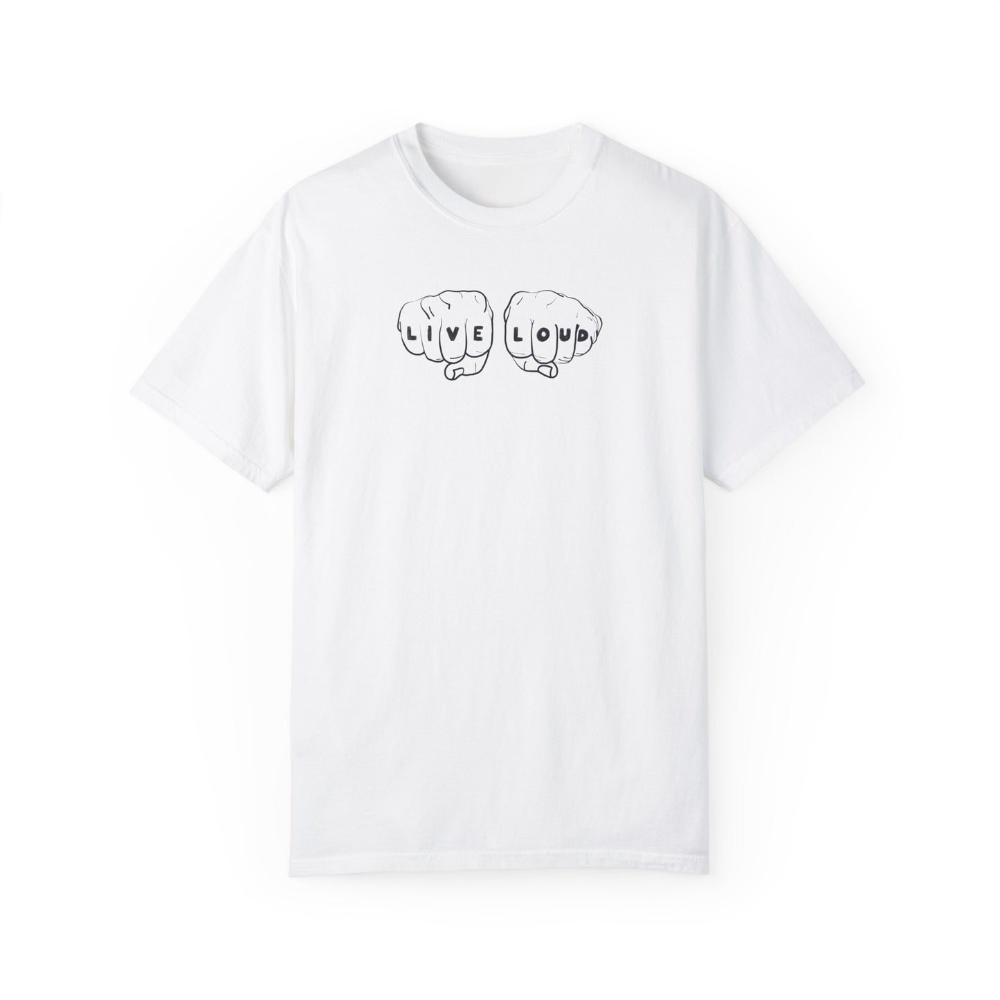 Live Loud Knuckle Tats Tattooed Fists Tee