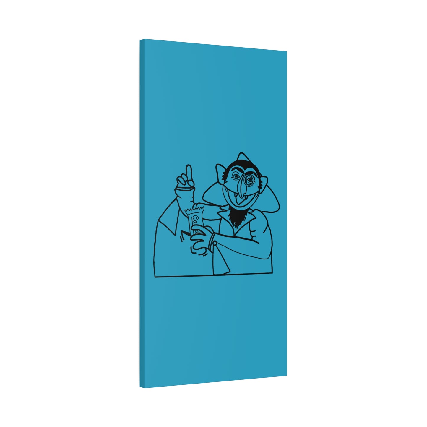 The Count Stealing Candy Outline Canvas Print Turquoise - Sesame Street The Count Art Print