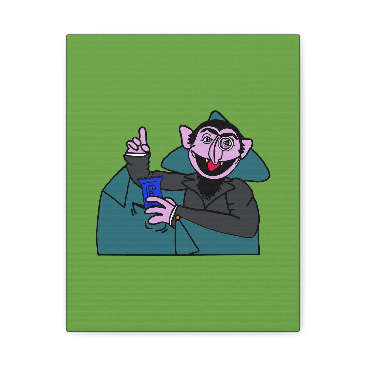 The Count Stealing Candy Canvas Print Green - Sesame Street The Count Parody Art