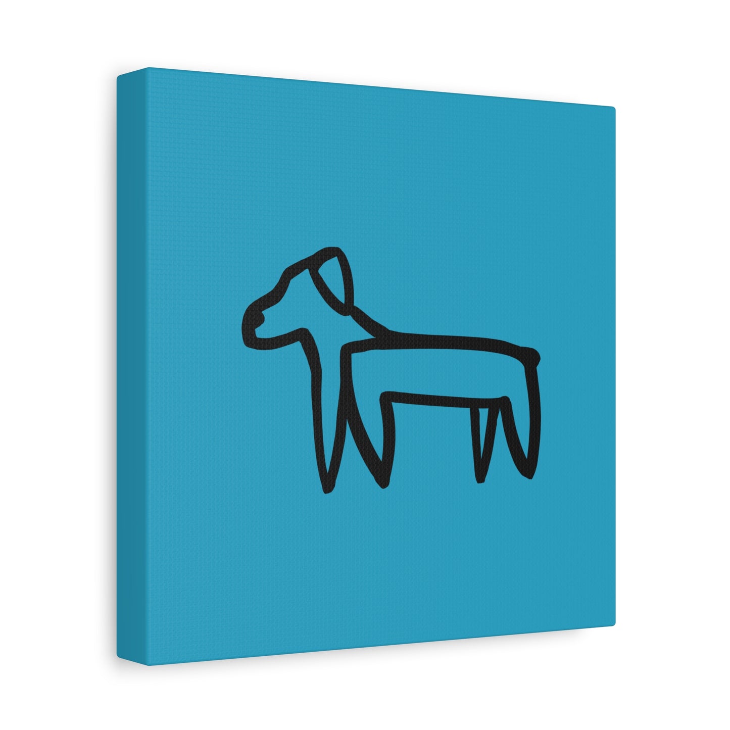Dog Canvas Print on Turquoise (Transparent Style Black Dog) - Dog Drawing Canvas