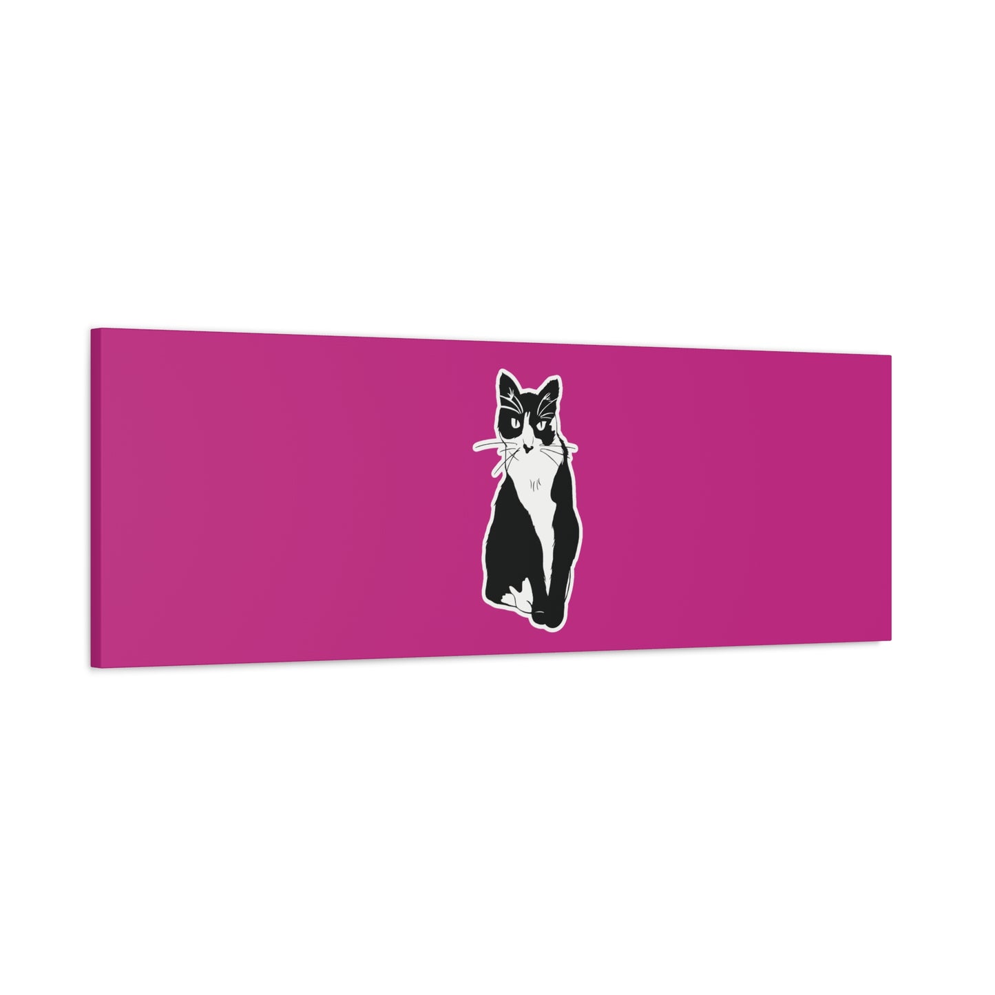 Cat Canvas on Pink (Sticker Style Cat) - Cat Drawing Art