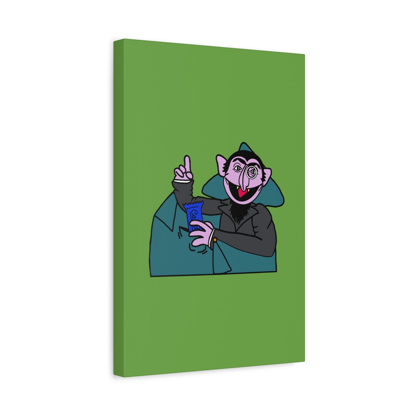 The Count Stealing Candy Canvas Print Green - Sesame Street The Count Parody Art
