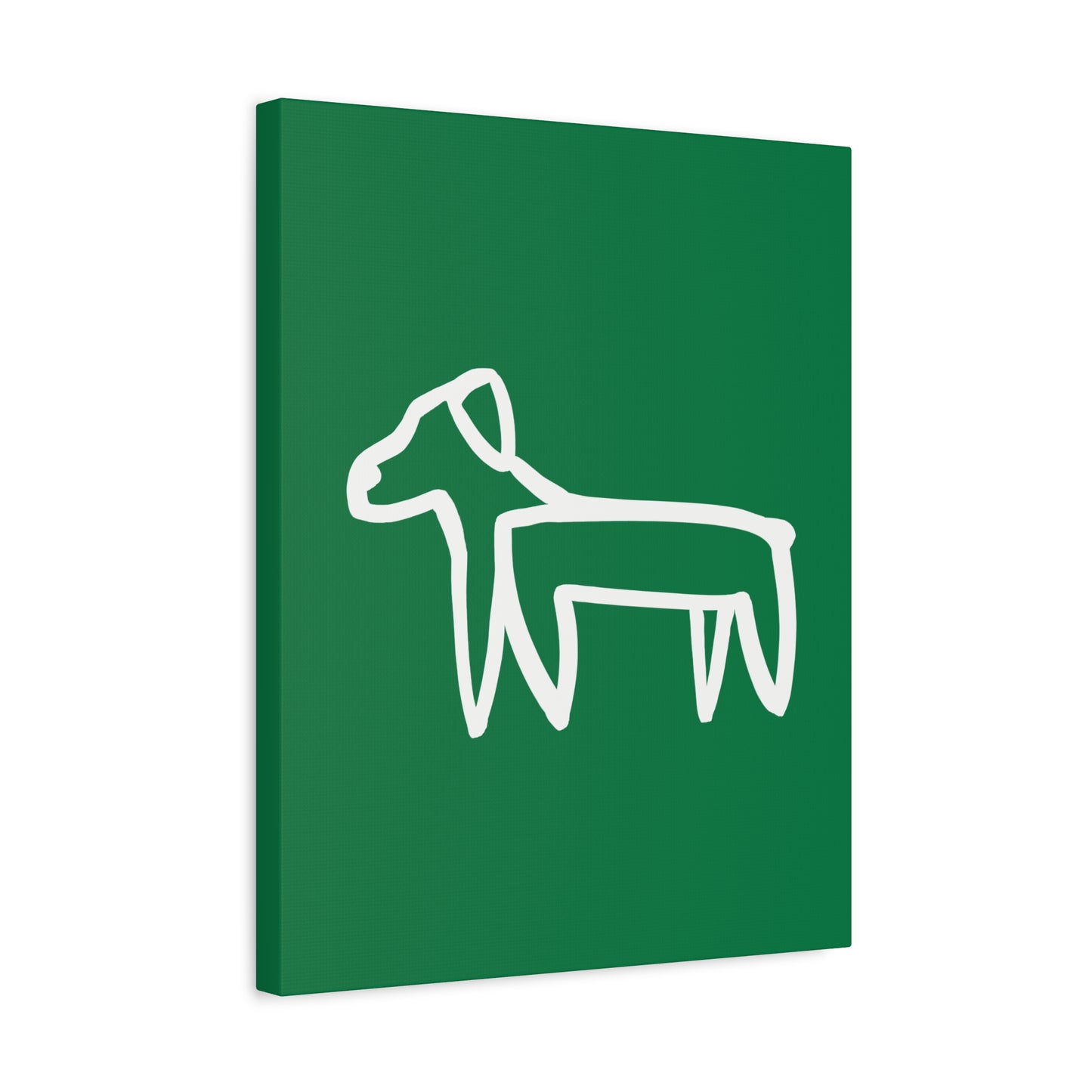 Dog Canvas Print on Green (Transparent Style White Dog) - Dog Art Print