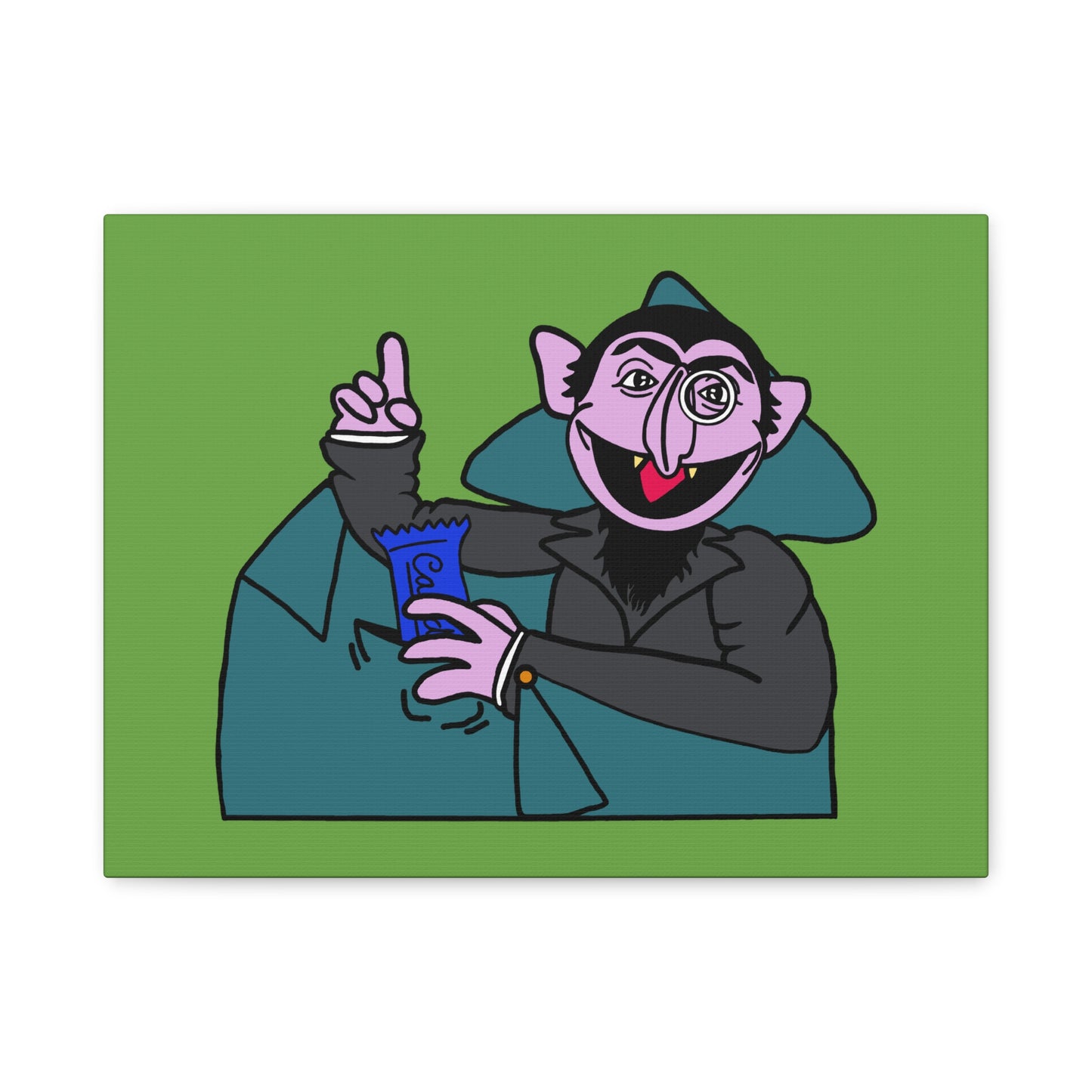 The Count Stealing Candy Canvas Print Green - Sesame Street The Count Parody Art