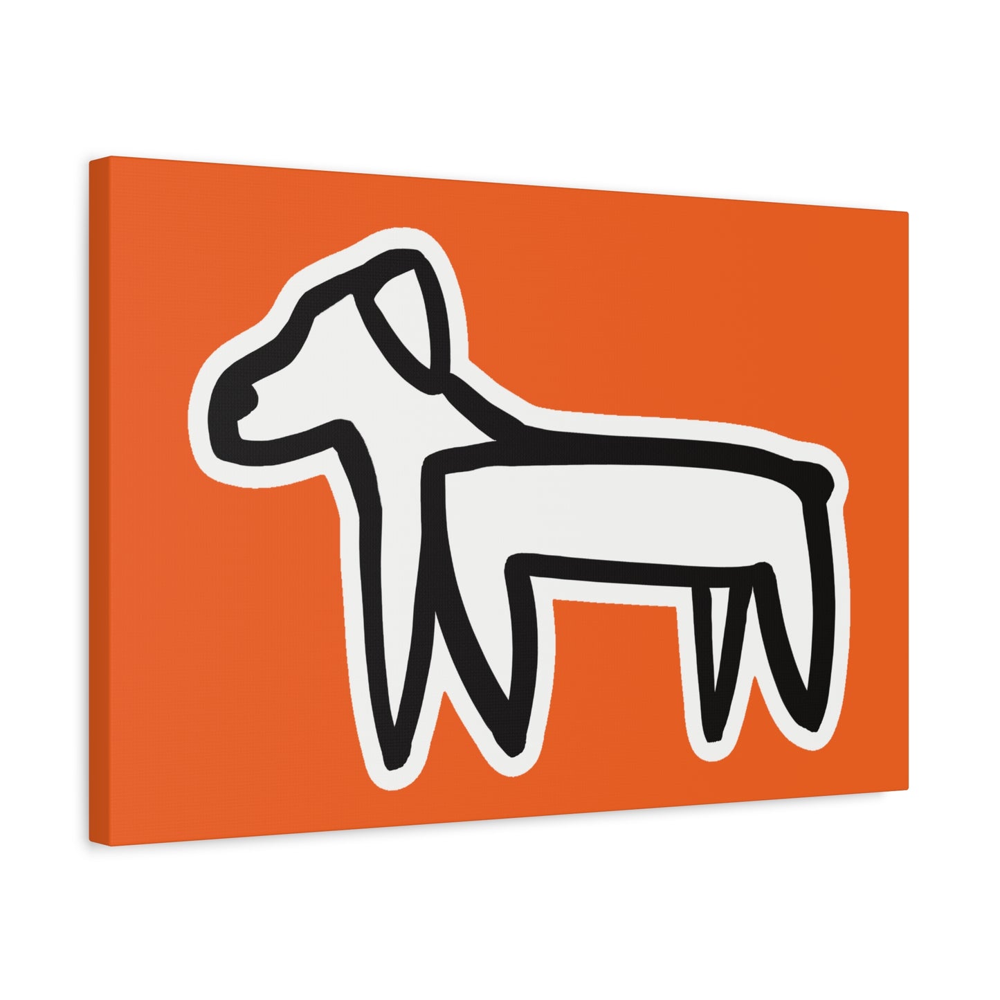 Dog Canvas Print on Orange (Sticker Style White Dog) - Dog Art Print