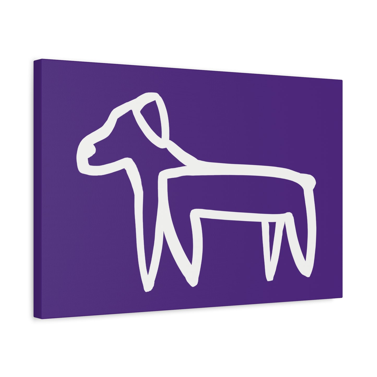 Dog Canvas Print on Purple (Transparent Style White Dog) - Dog Art Print