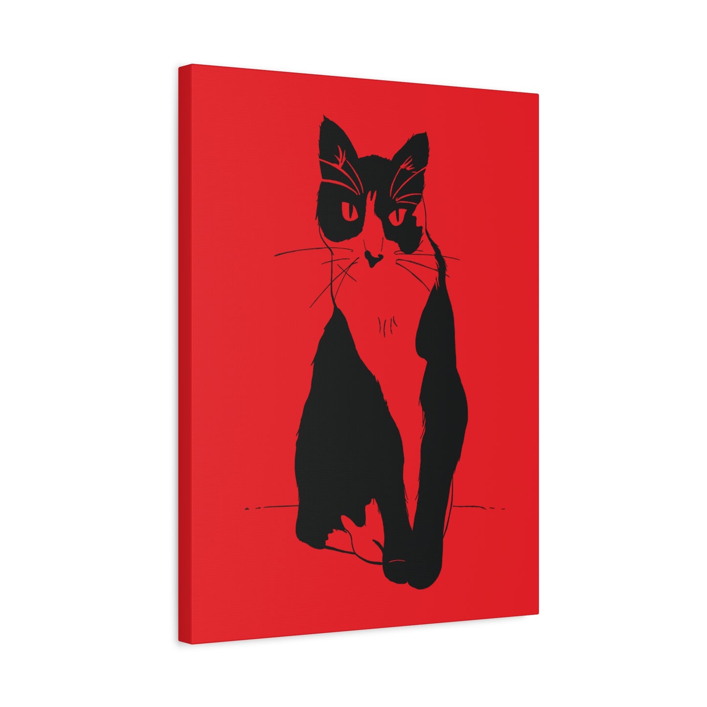 Cat Canvas Print on Red (Transparent Style Cat) - Cat Drawing Art