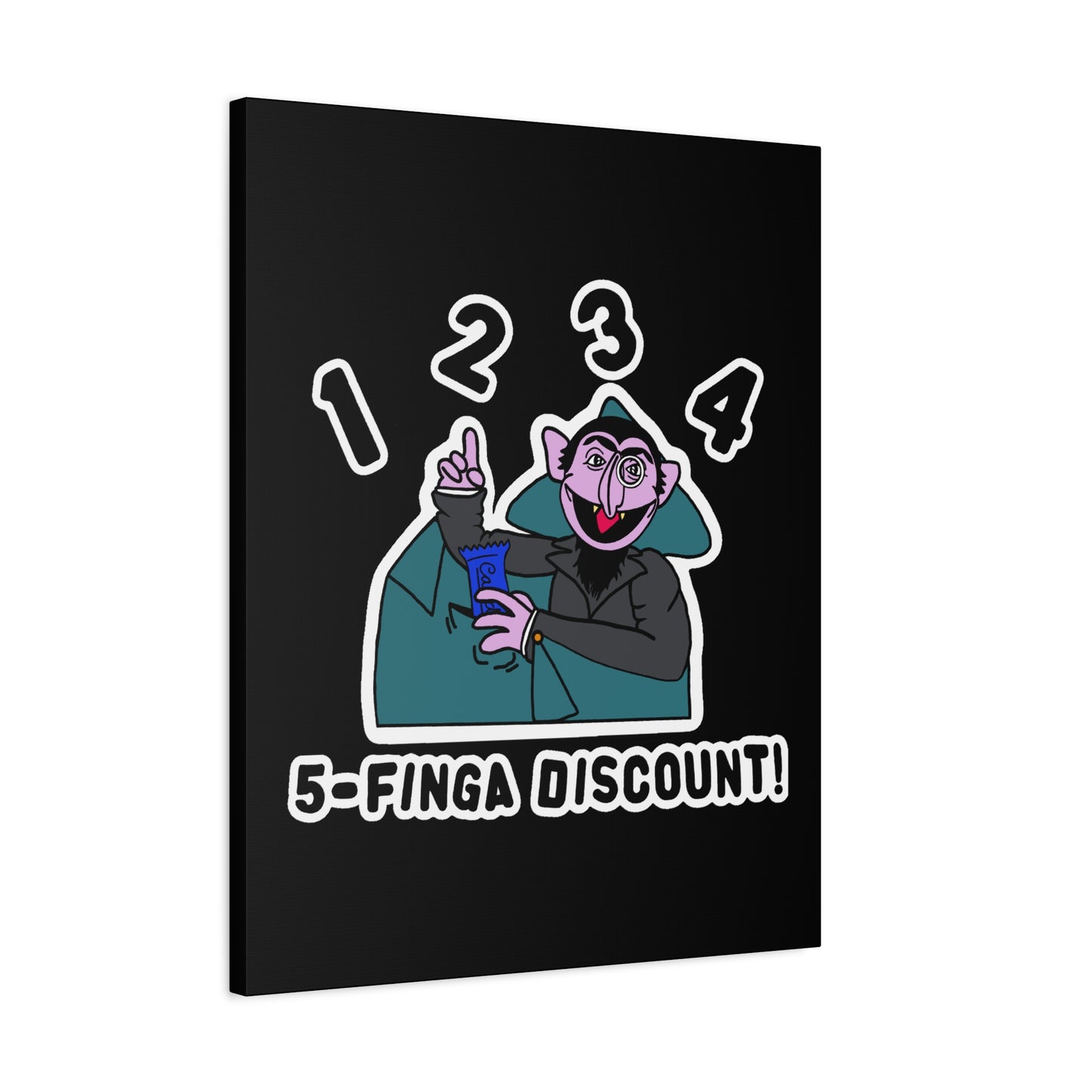 Five Finger Discount Canvas Print Black - Sesame Street The Count Parody Art Print
