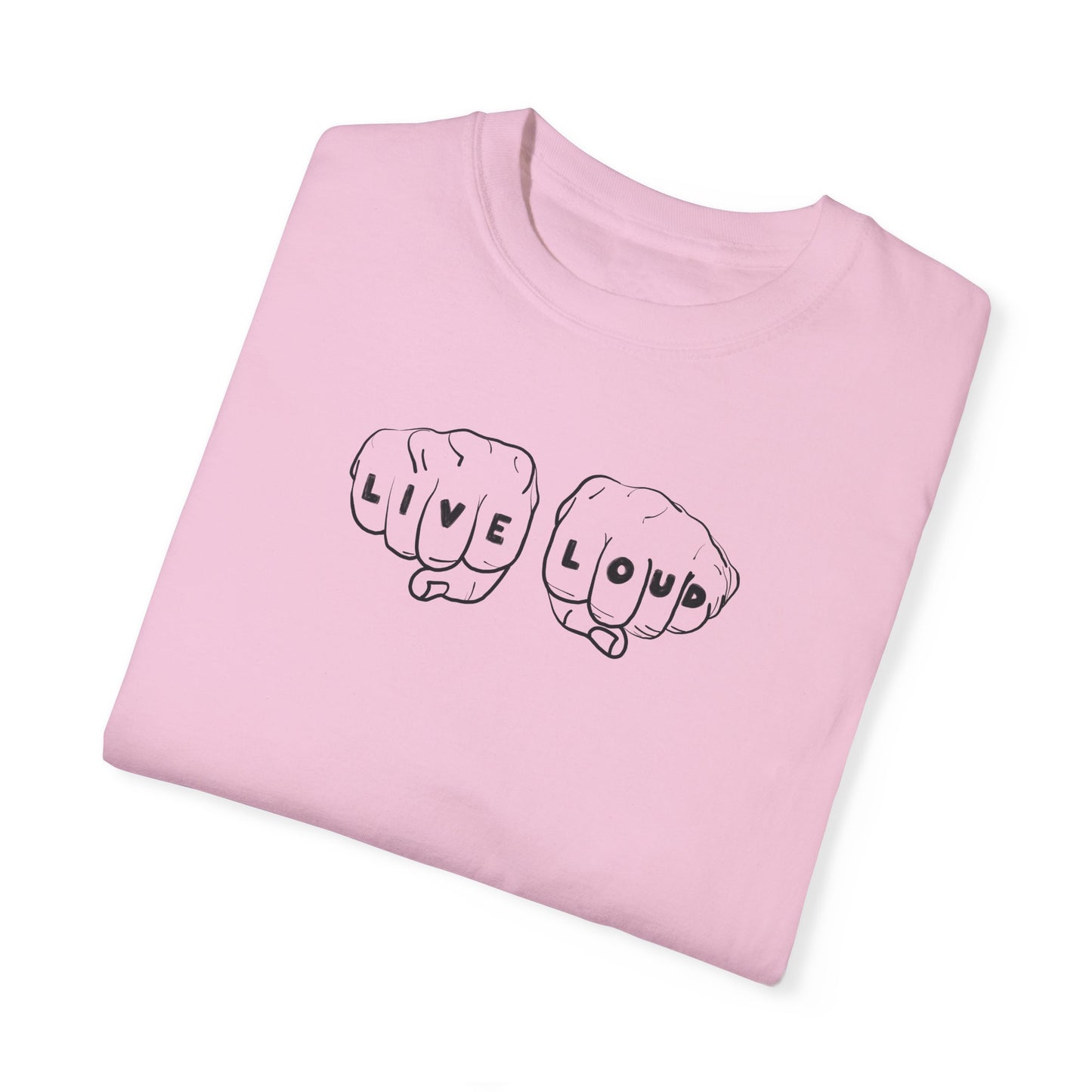 Live Loud Knuckle Tats Tattooed Fists Tee