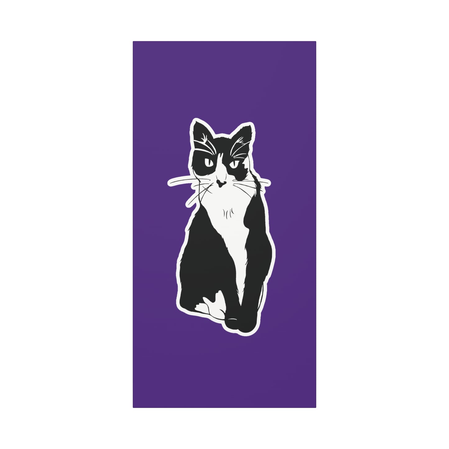Cat Canvas Print on Purple (Sticker Style Cat) - Cat Drawing Art