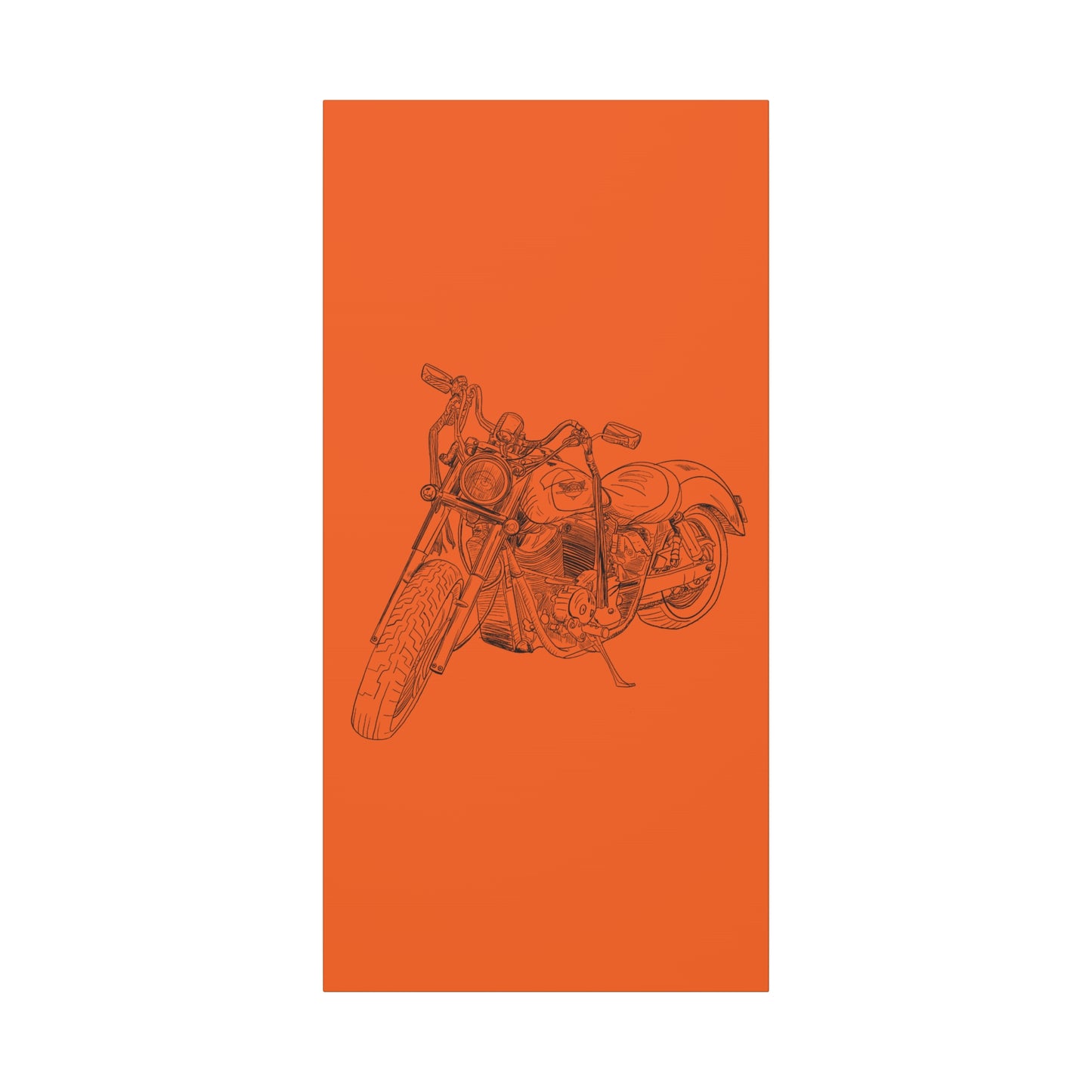 Ride Me Harley Motorcycle Sketch Canvas Print - Black Ink on Orange Background