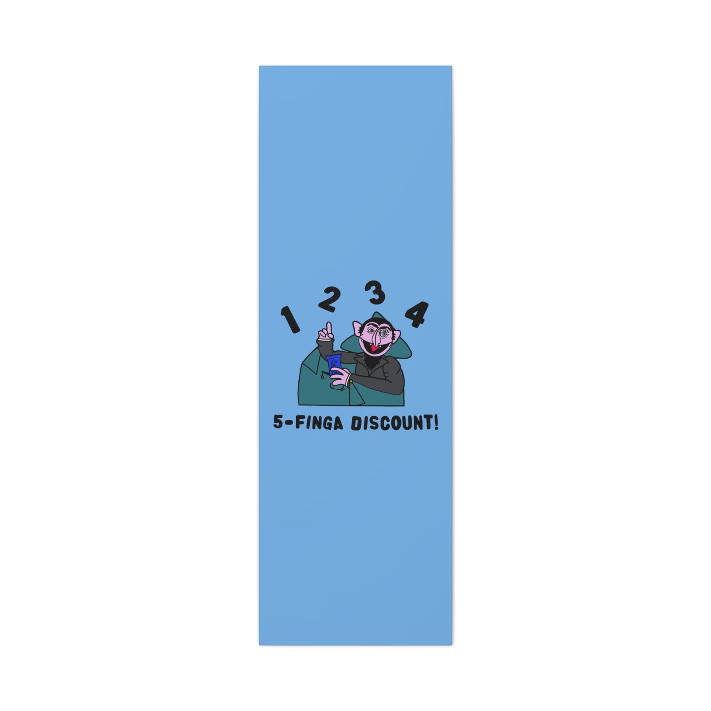 Five Finger Discount Canvas Print Light Blue - Sesame Street The Count Parody Art Print