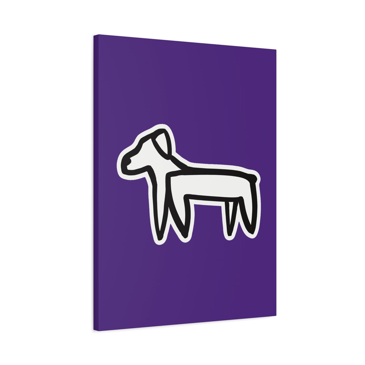 Dog Canvas Print on Purple (Sticker Style White Dog) - Dog Art Print