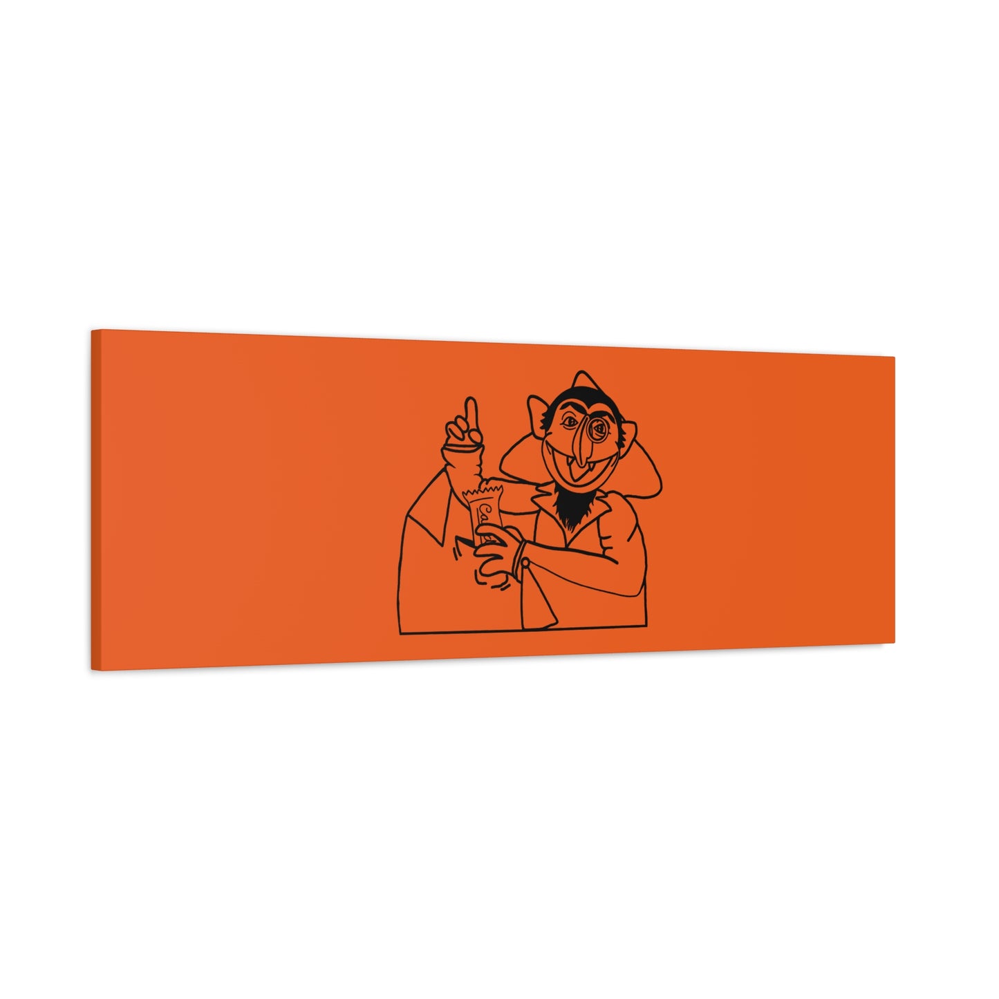 The Count Stealing Candy Outline Canvas Print Orange - Sesame Street The Count Parody Art Print