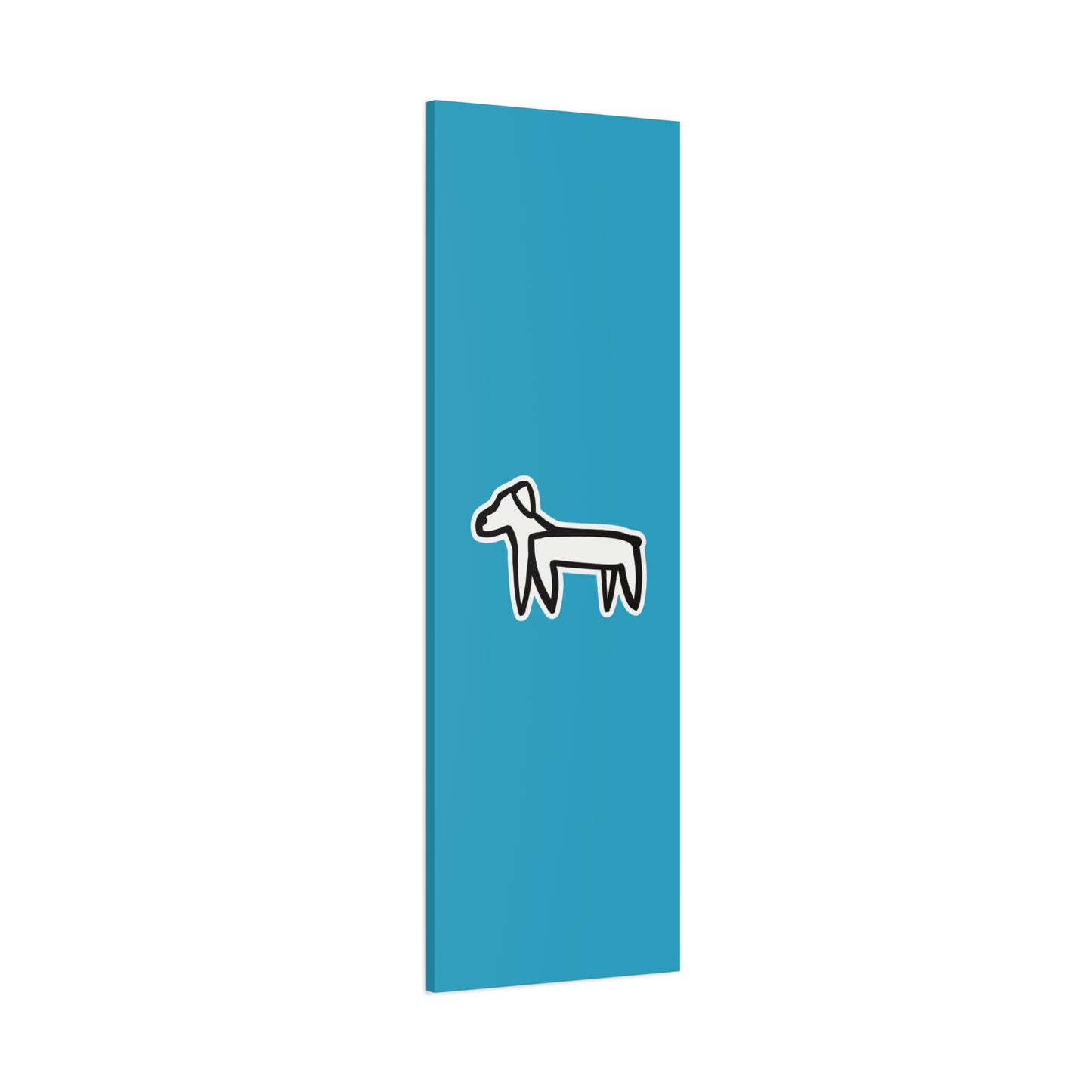 Dog Canvas Print on Turquoise (Sticker Style Black Dog) - Dog Drawing Wall Art