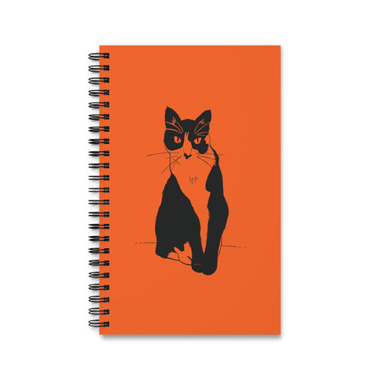 Cat Notebook in Orange (Transparent Style Cat) - Cat Journal Cat Drawing Spiral Notebook