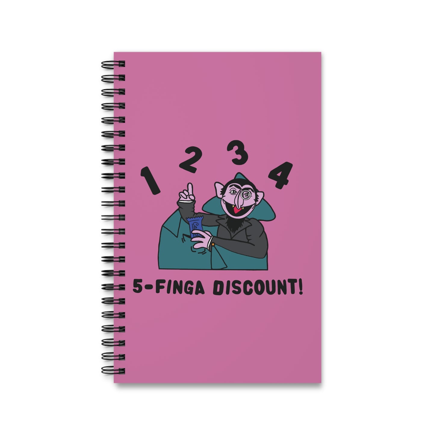 Five Finger Discount Notebook Light Pink - Sesame Street The Count Parody Notebook