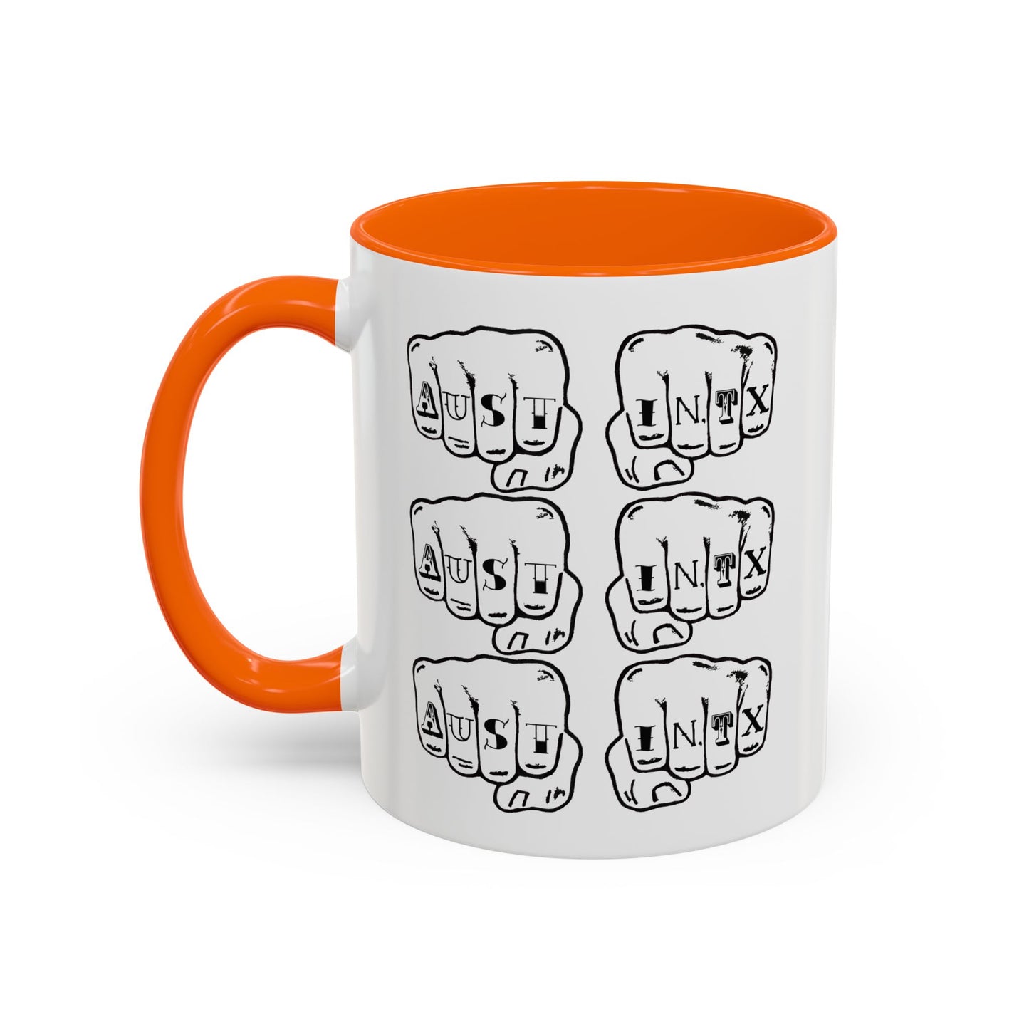 Austin Knuckle Tats Tattooed Fists Accent Mug Fists Stack Edition
