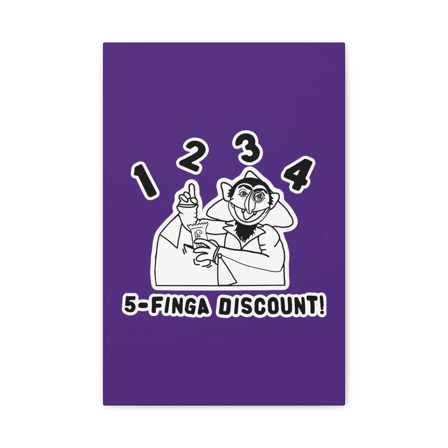 Five Finger Discount Outline Canvas Print Purple - Sesame Street The Count Parody Art Print