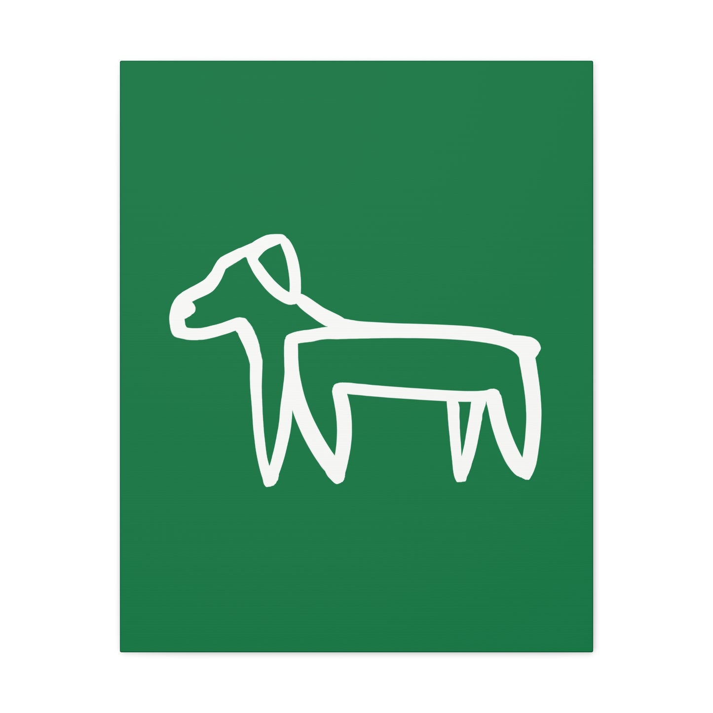 Dog Canvas Print on Green (Transparent Style White Dog) - Dog Art Print