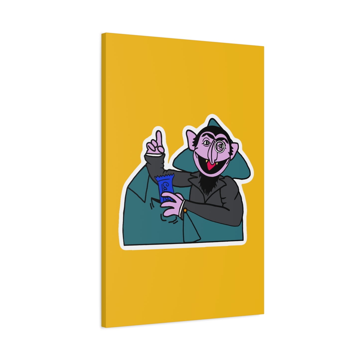 The Count Stealing Candy Canvas Print Yellow - Sesame Street The Count Parody Art