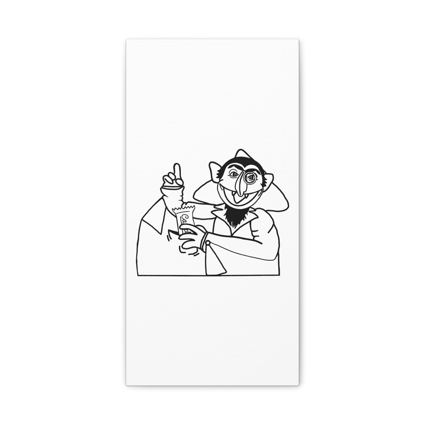 The Count Stealing Candy Outline Canvas Print White - Sesame Street The Count Parody Art