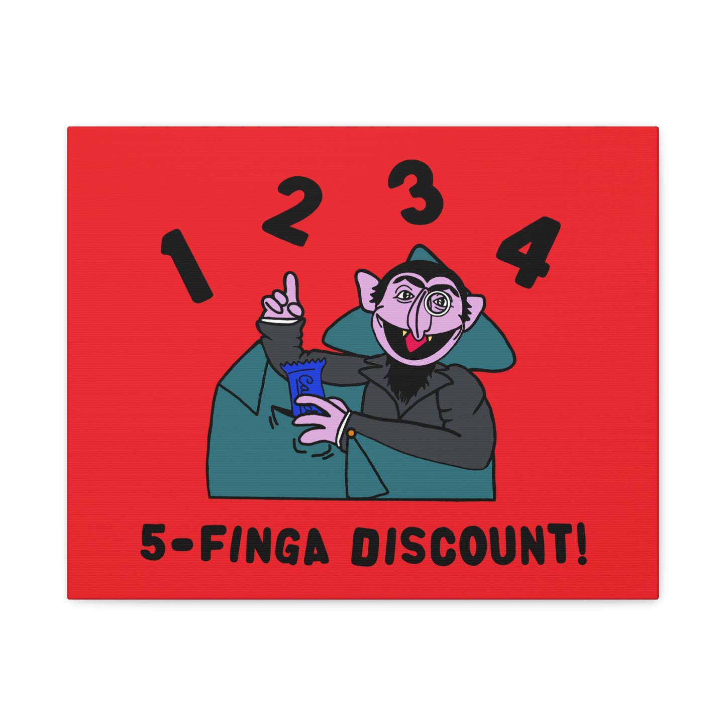 Five Finger Discount Canvas Print Red - Sesame Street The Count Parody Art Print