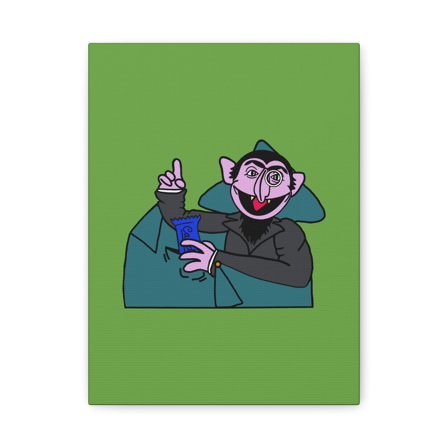 The Count Stealing Candy Canvas Print Green - Sesame Street The Count Parody Art
