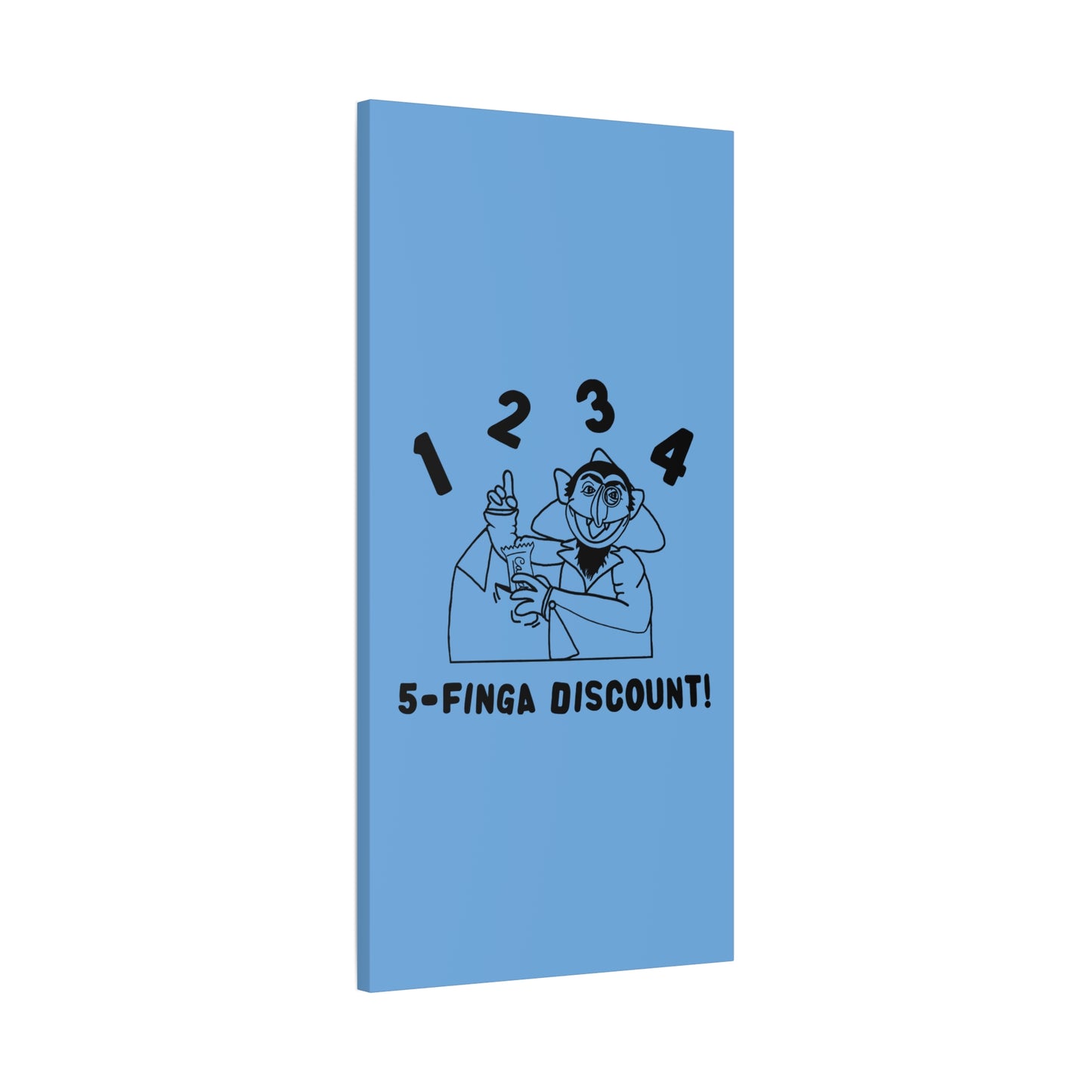 Five Finger Discount Outline Canvas Print Light Blue - Sesame Street The Count Parody Art Print