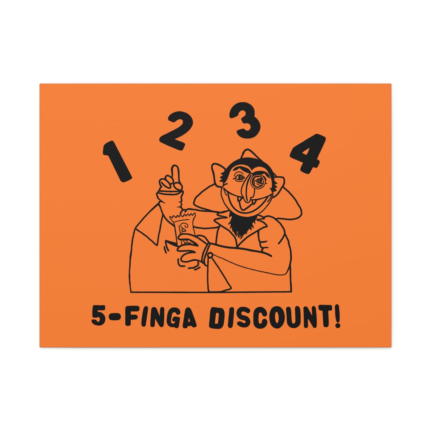 Five Finger Discount Outline Canvas Print Light Orange - Sesame Street The Count Parody Art Print