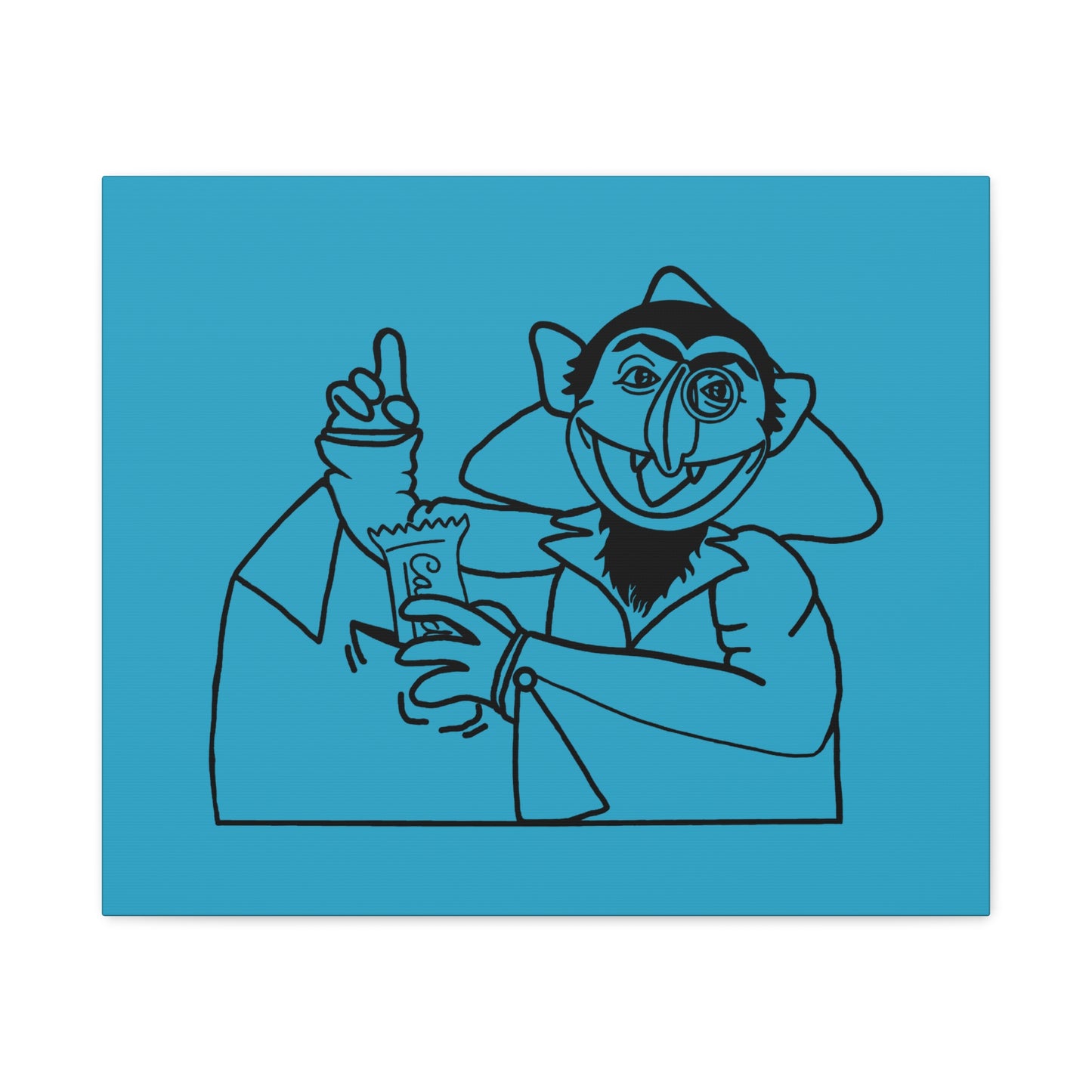 The Count Stealing Candy Outline Canvas Print Turquoise - Sesame Street The Count Art Print