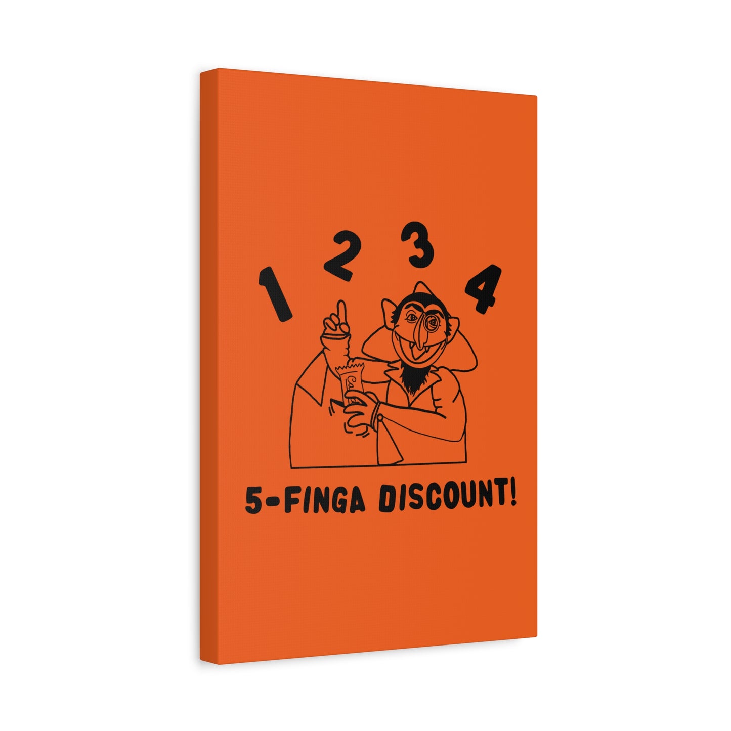 Five Finger Discount Outline Canvas Print Orange - Sesame Street The Count Parody Art Print