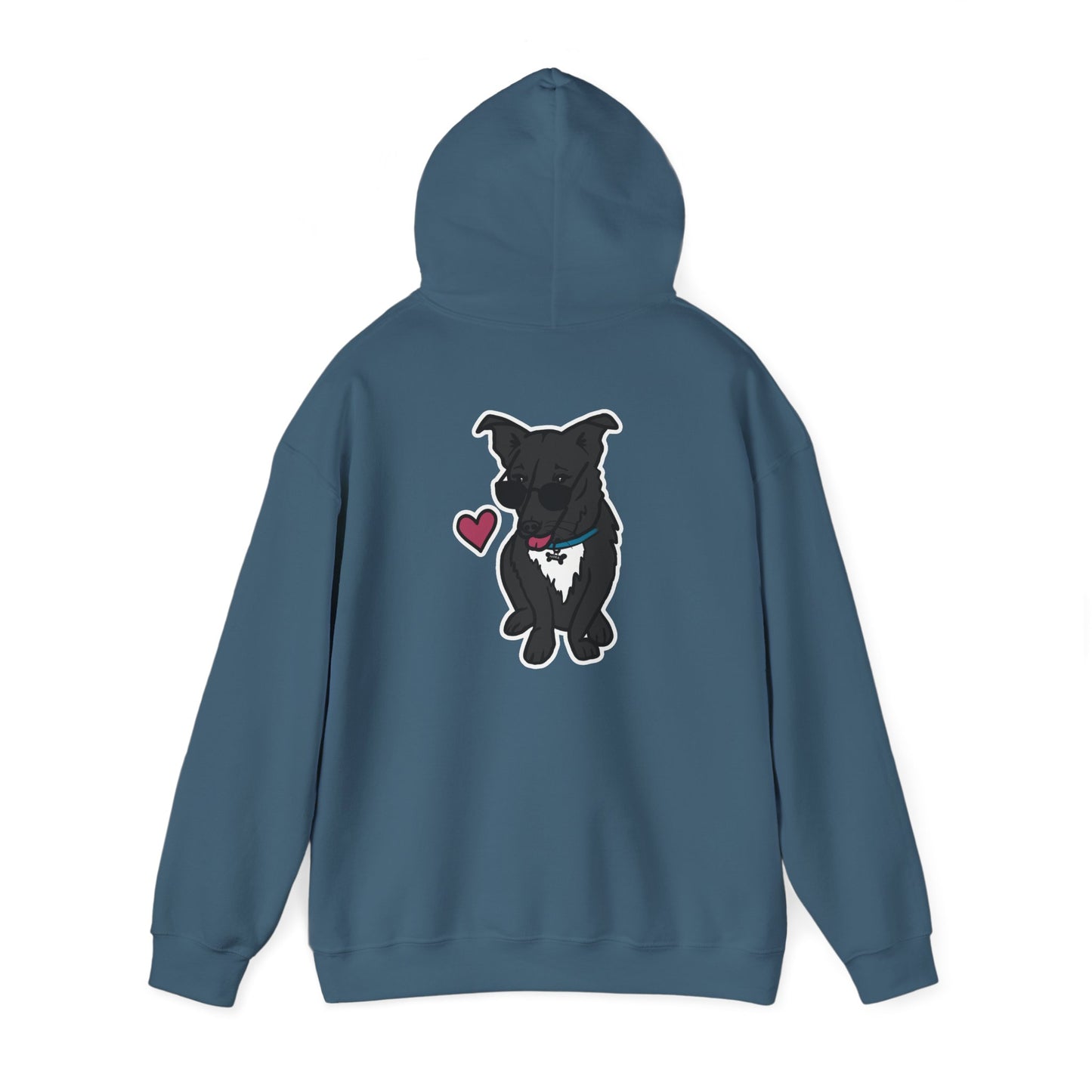 Nora the Dog Heart Hoodie Back Design (Sticker Style Nora) - Nora Hooded Sweatshirt