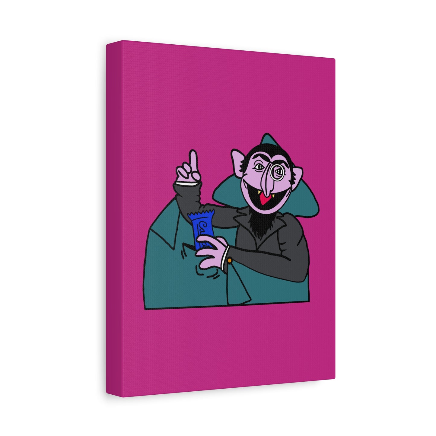 The Count Stealing Candy Canvas Print Pink - Sesame Street The Count Parody Art