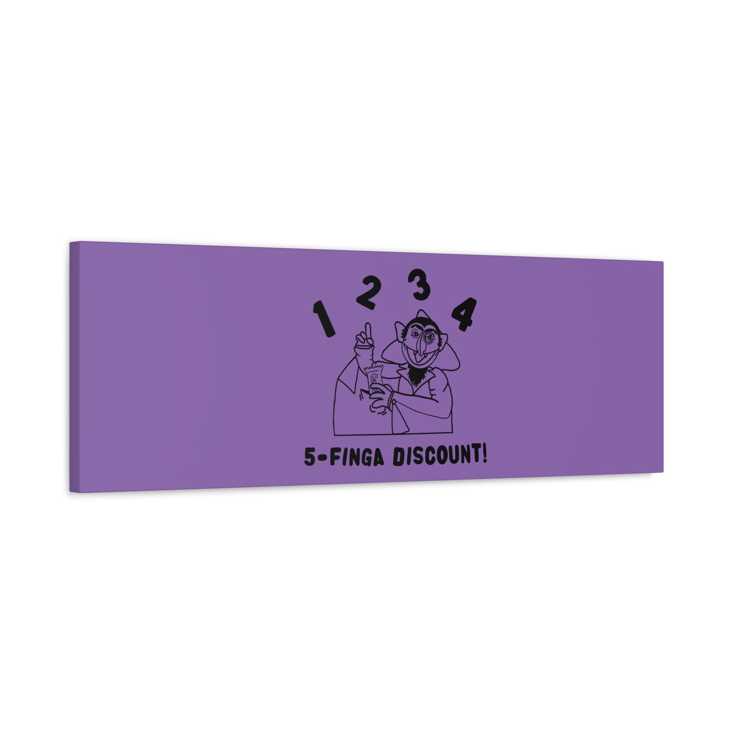 Five Finger Discount Outline Canvas Print Light Purple - Sesame Street The Count Parody Art Print