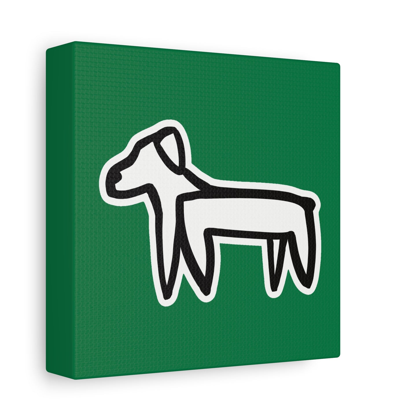 Dog Canvas Print on Green (Sticker Style White Dog) - Dog Art Print