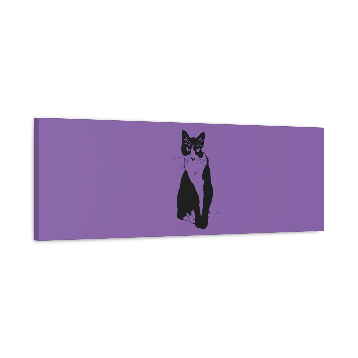 Cat Canvas Print on Purple (Transparent Style Cat) - Cat Drawing Art