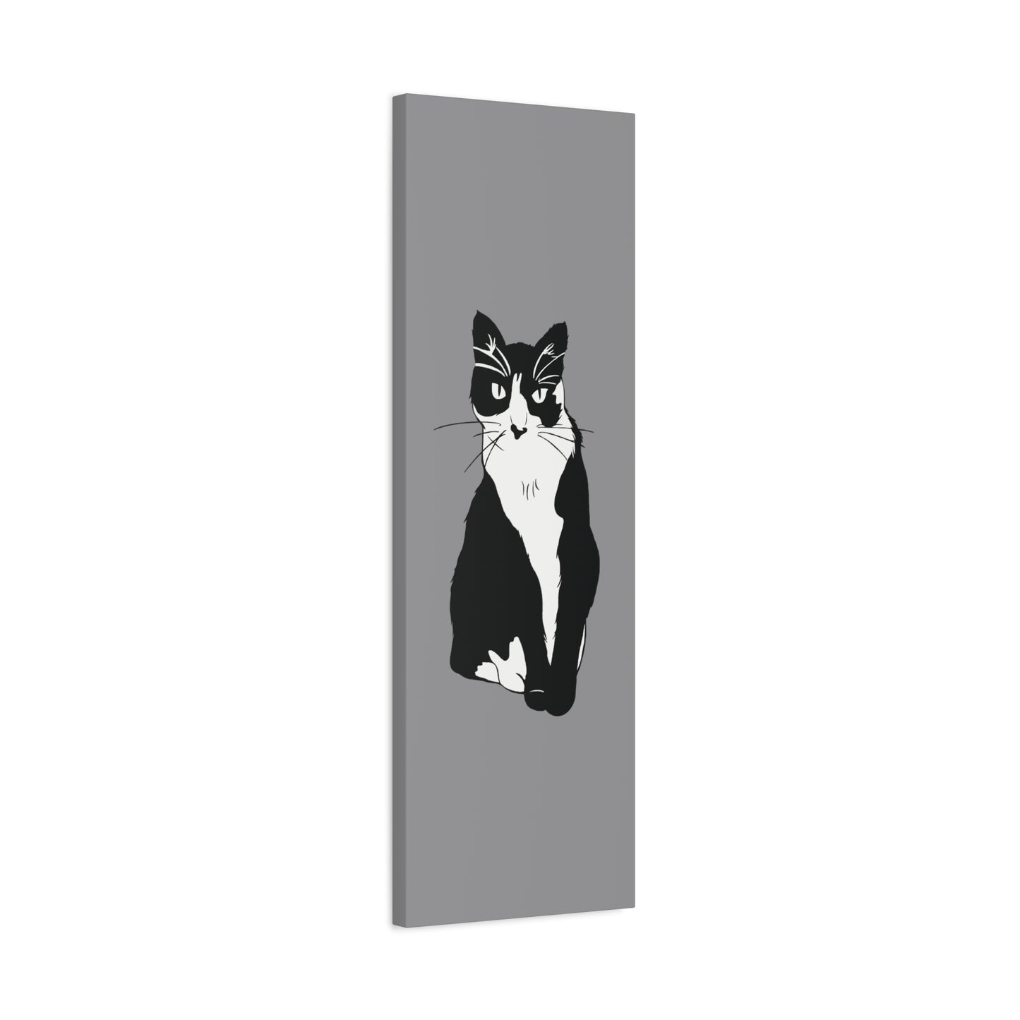 Cat Canvas on Grey (B&W Style Cat) - Cat Drawing Art