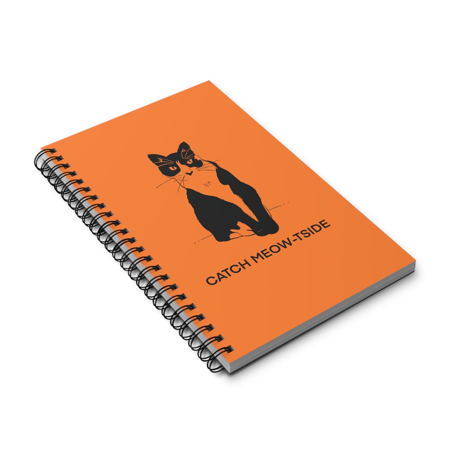 Catch Meow-tside Notebook in Light Orange (Transparent Style Cat) - Cat Spiral Notebook