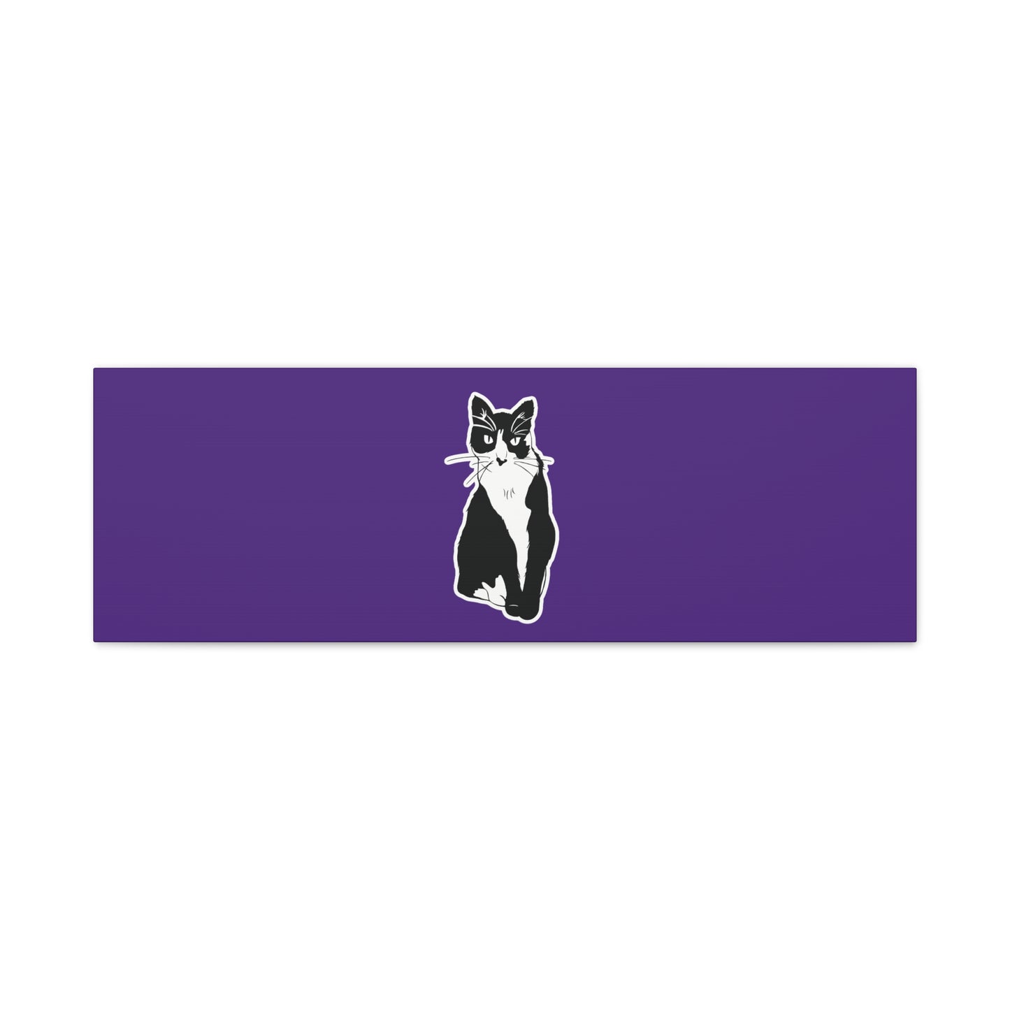 Cat Canvas Print on Purple (Sticker Style Cat) - Cat Drawing Art