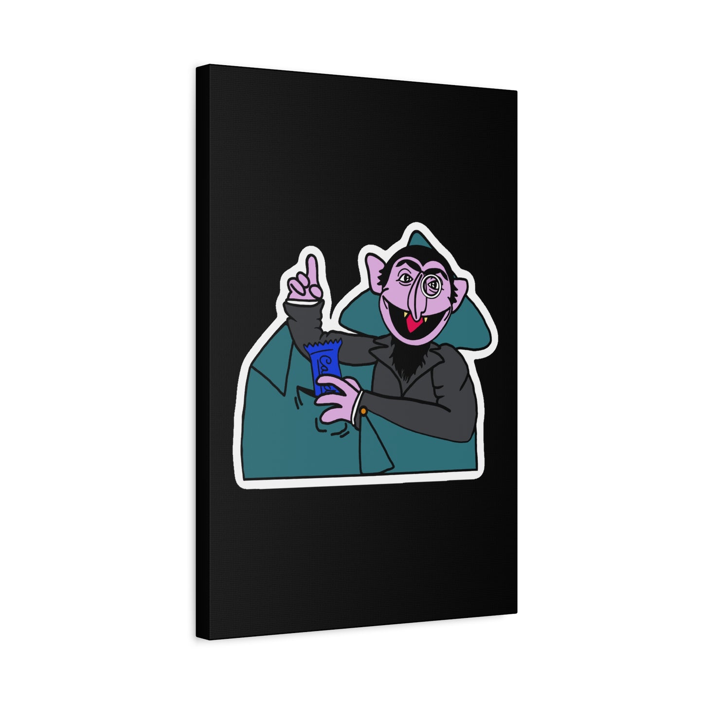 The Count Stealing Candy Canvas Print Black - Sesame Street The Count Parody Art