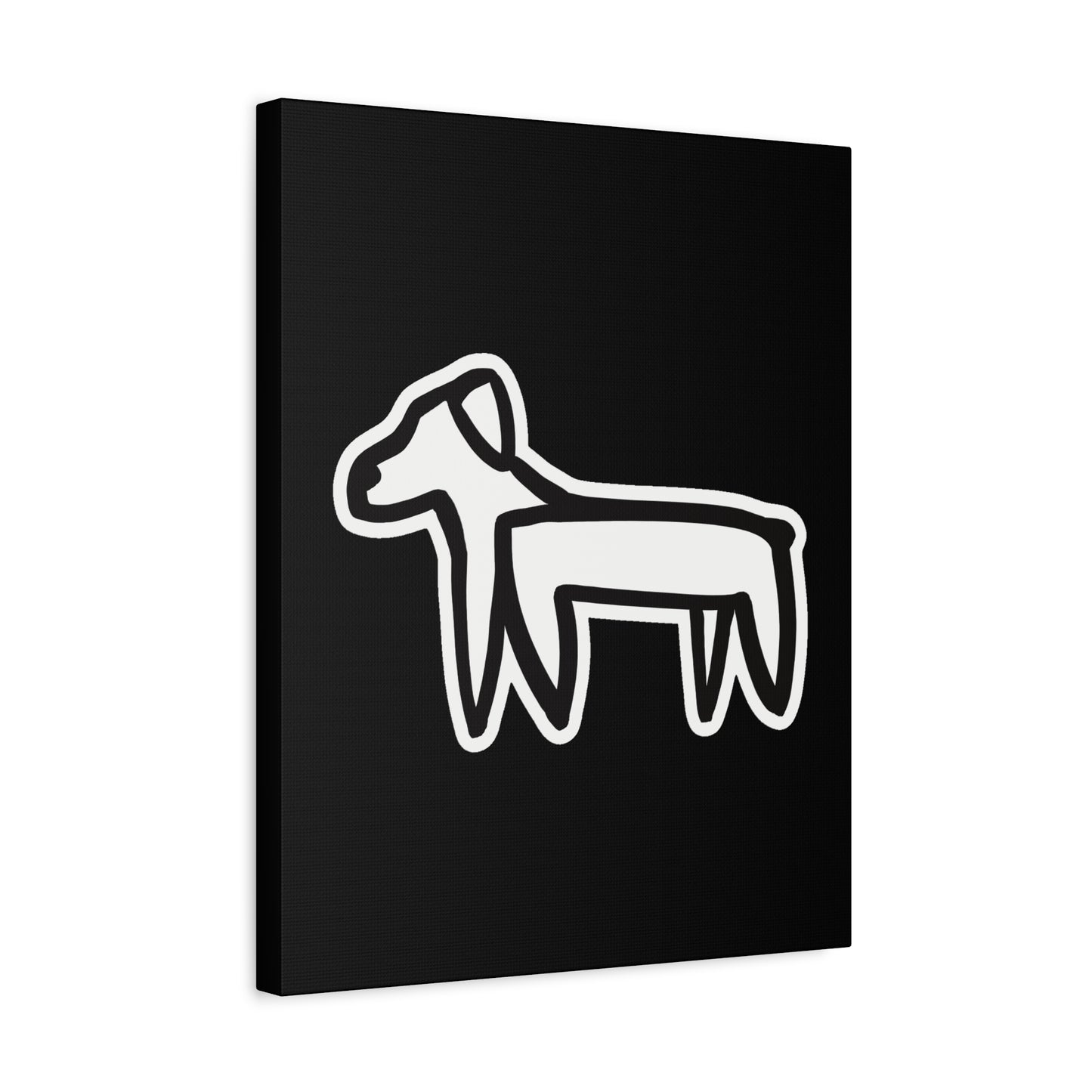 Dog Canvas Print on Black (Sticker Style Dog) - Dog Art Print
