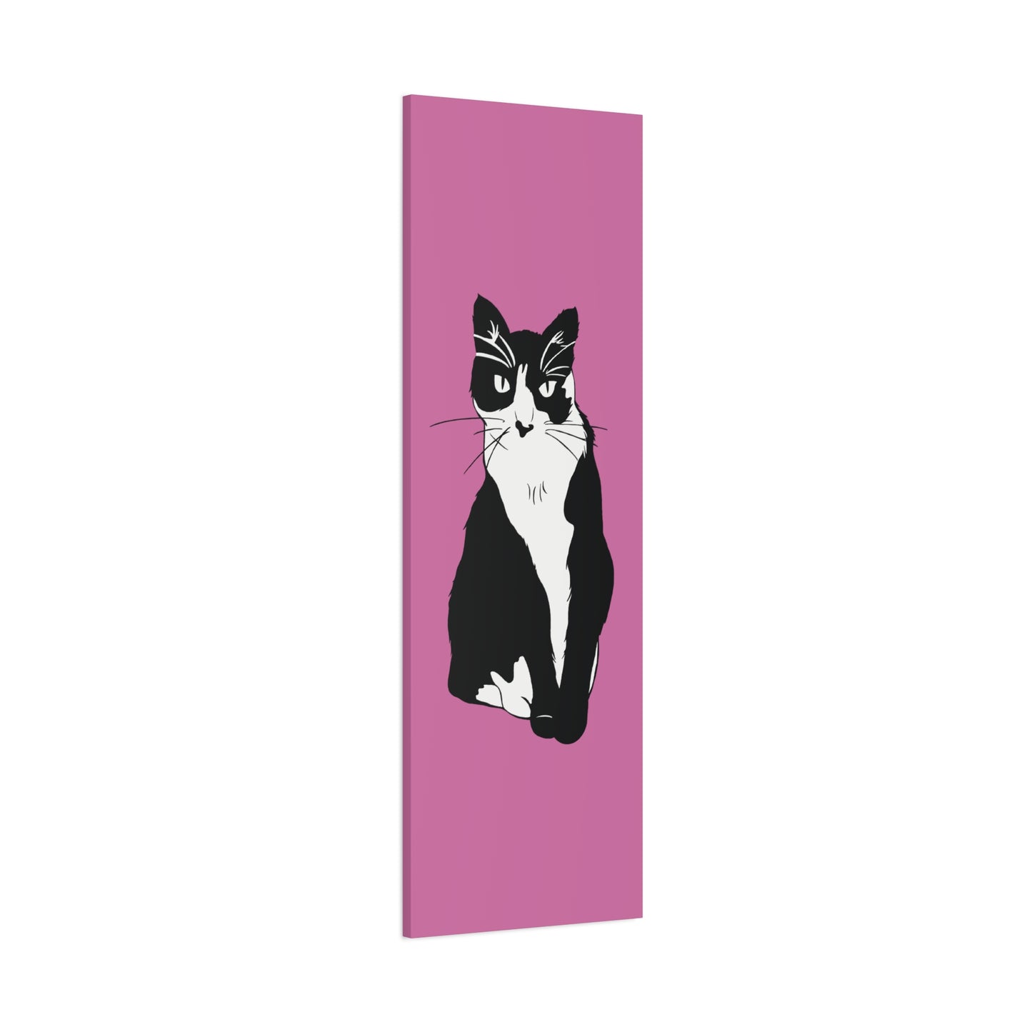 Cat Canvas on Light Pink (B&W Style Cat) - Cat Drawing Art