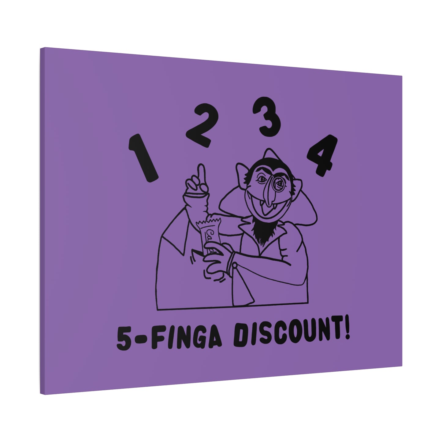 Five Finger Discount Outline Canvas Print Light Purple - Sesame Street The Count Parody Art Print