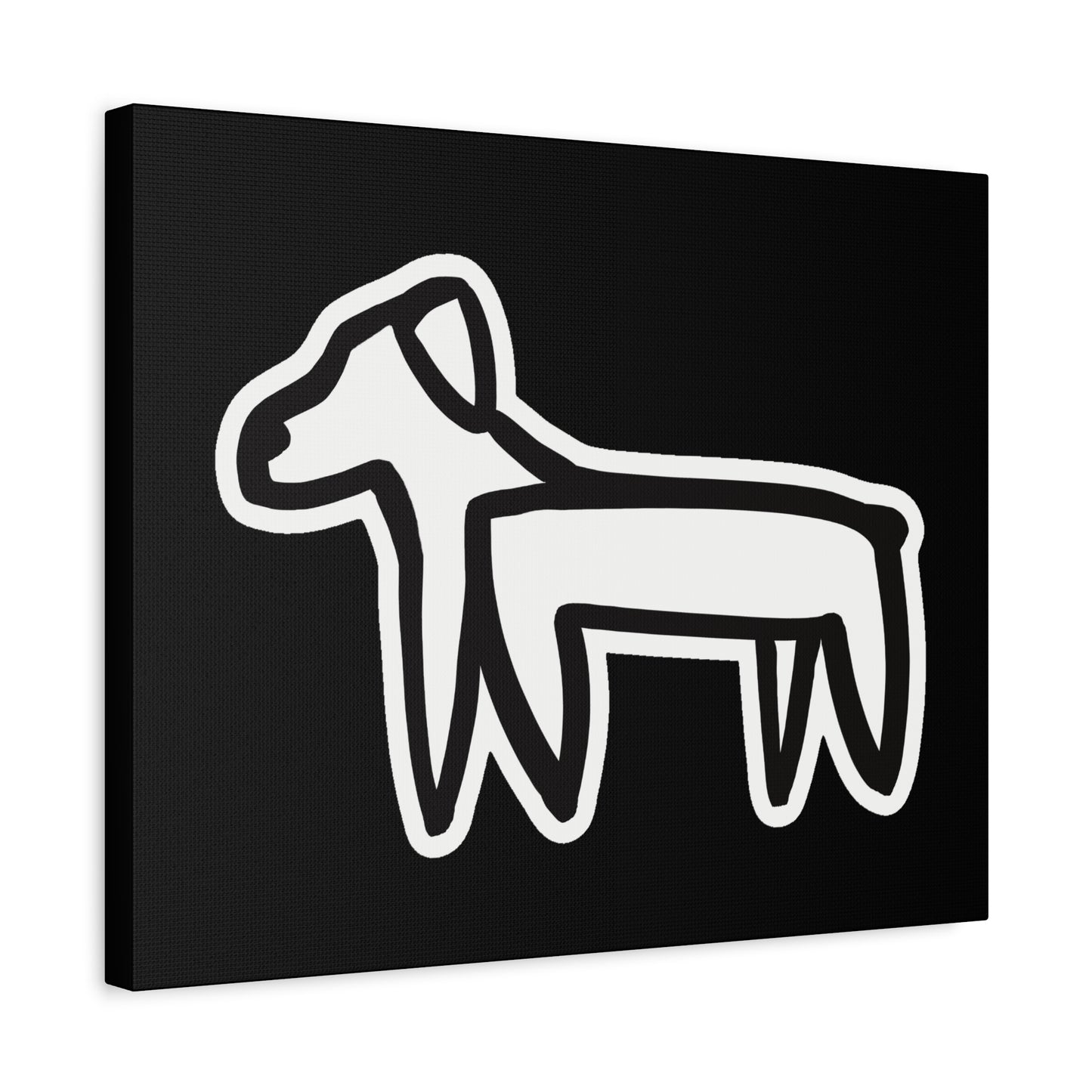 Dog Canvas Print on Black (Sticker Style Dog) - Dog Art Print
